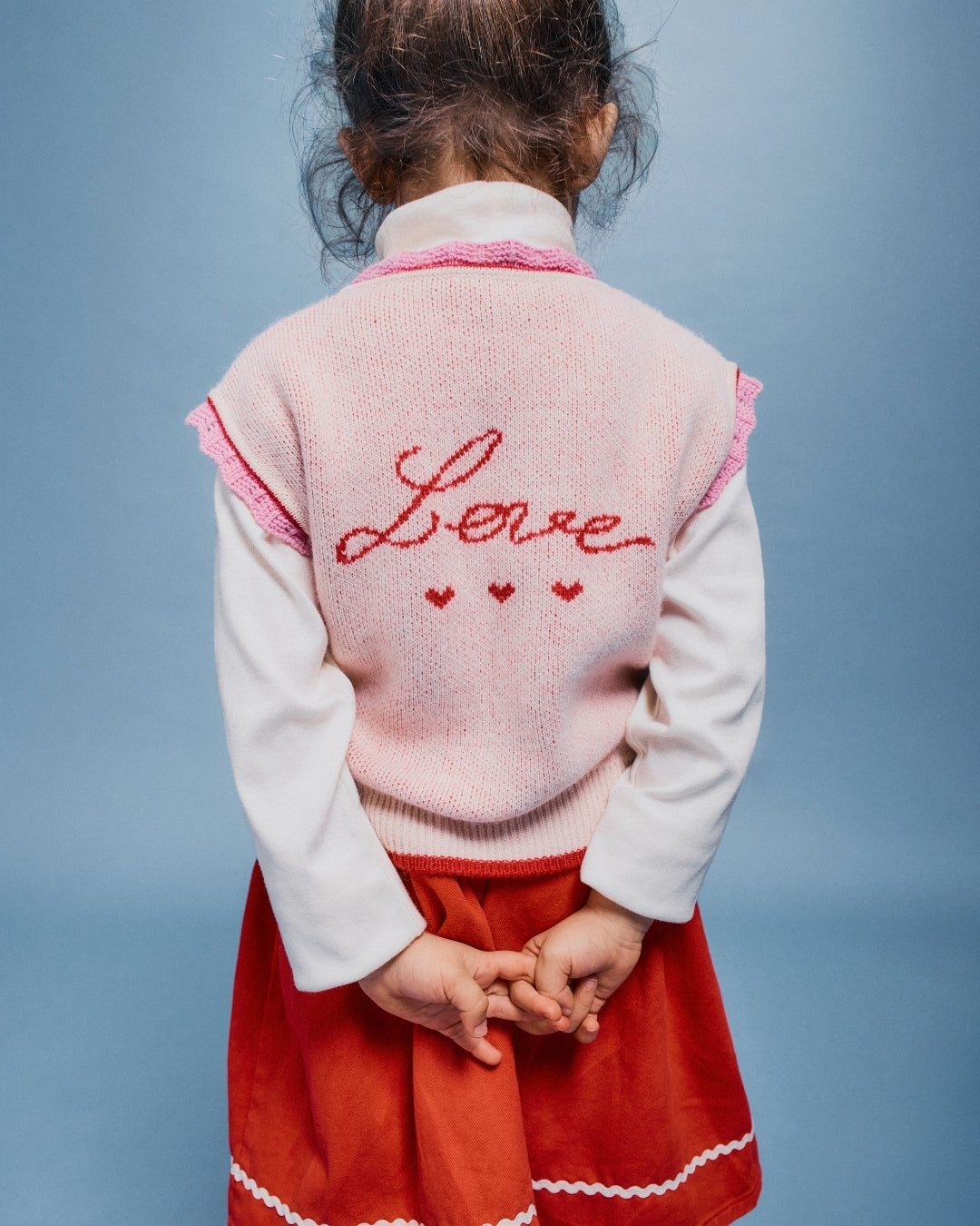 Bebe Organic Pomme Vest Love Apple Knit - kids vest close-up