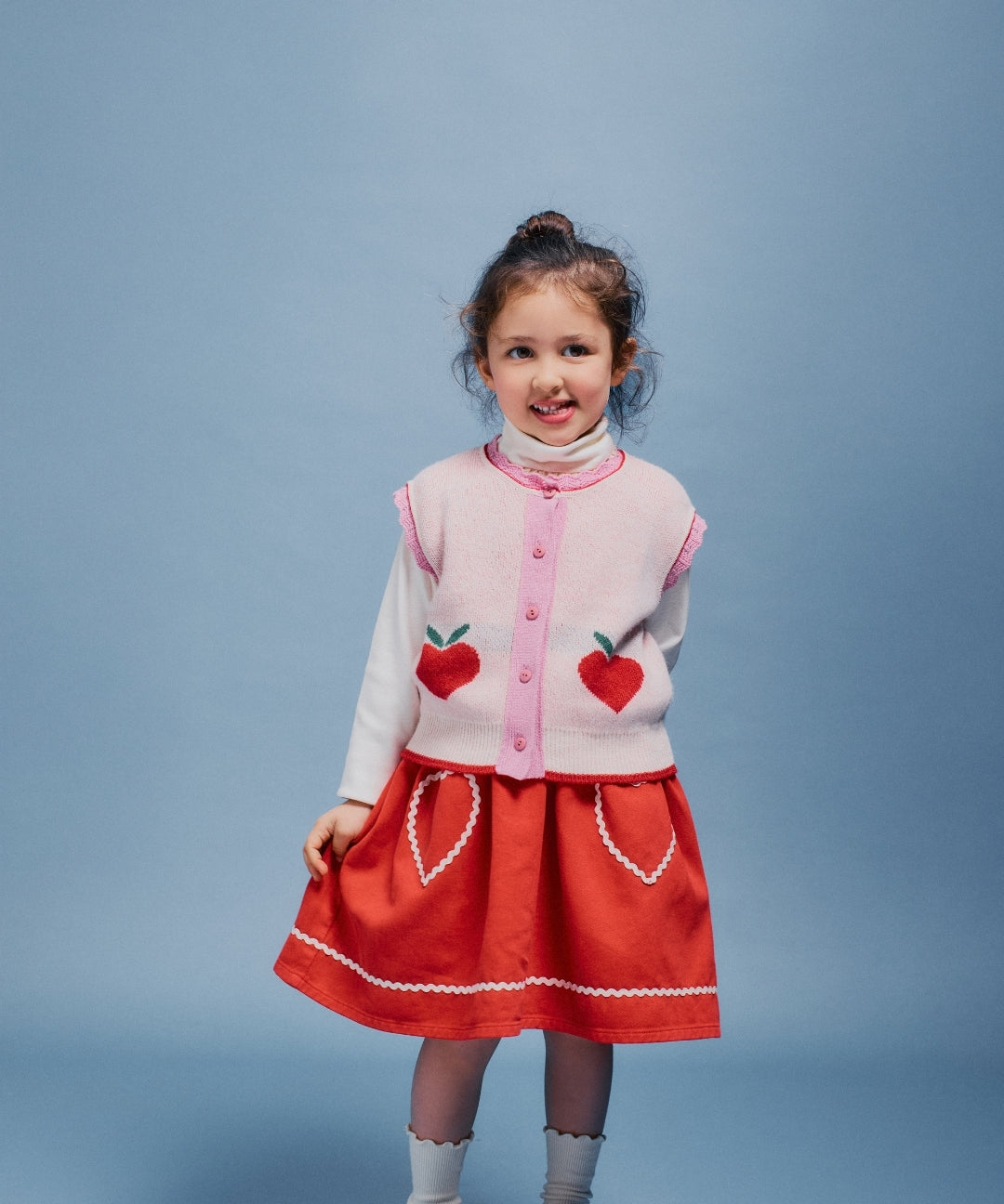 Bebe Organic Pomme Vest Love Apple Knit - kids vest worn