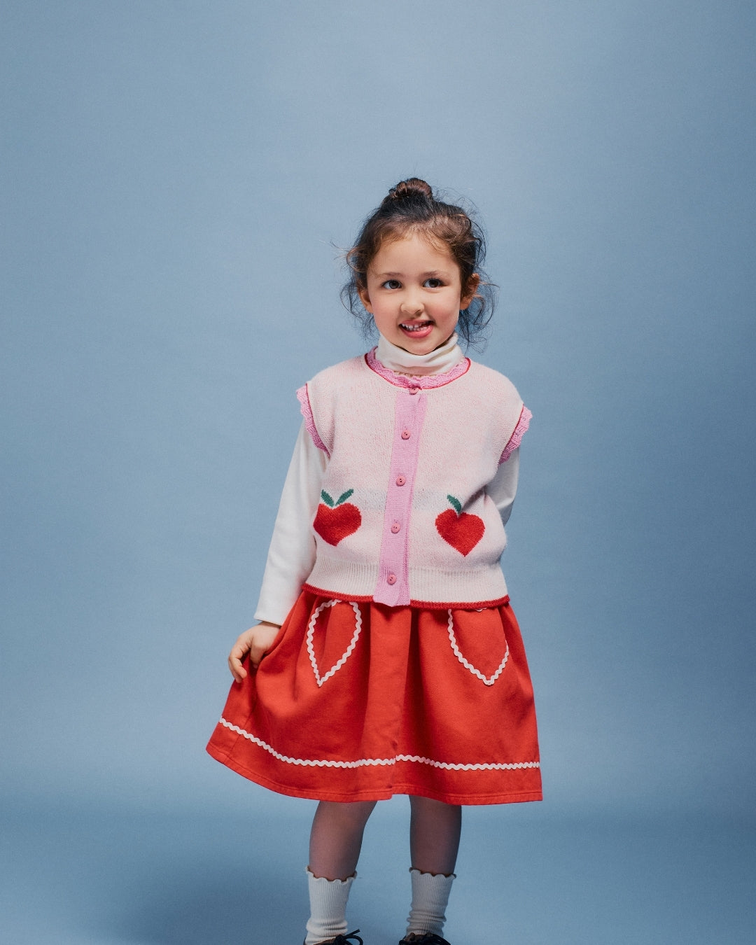 Bebe Organic Pomme Vest Love Apple Knit - kids vest worn