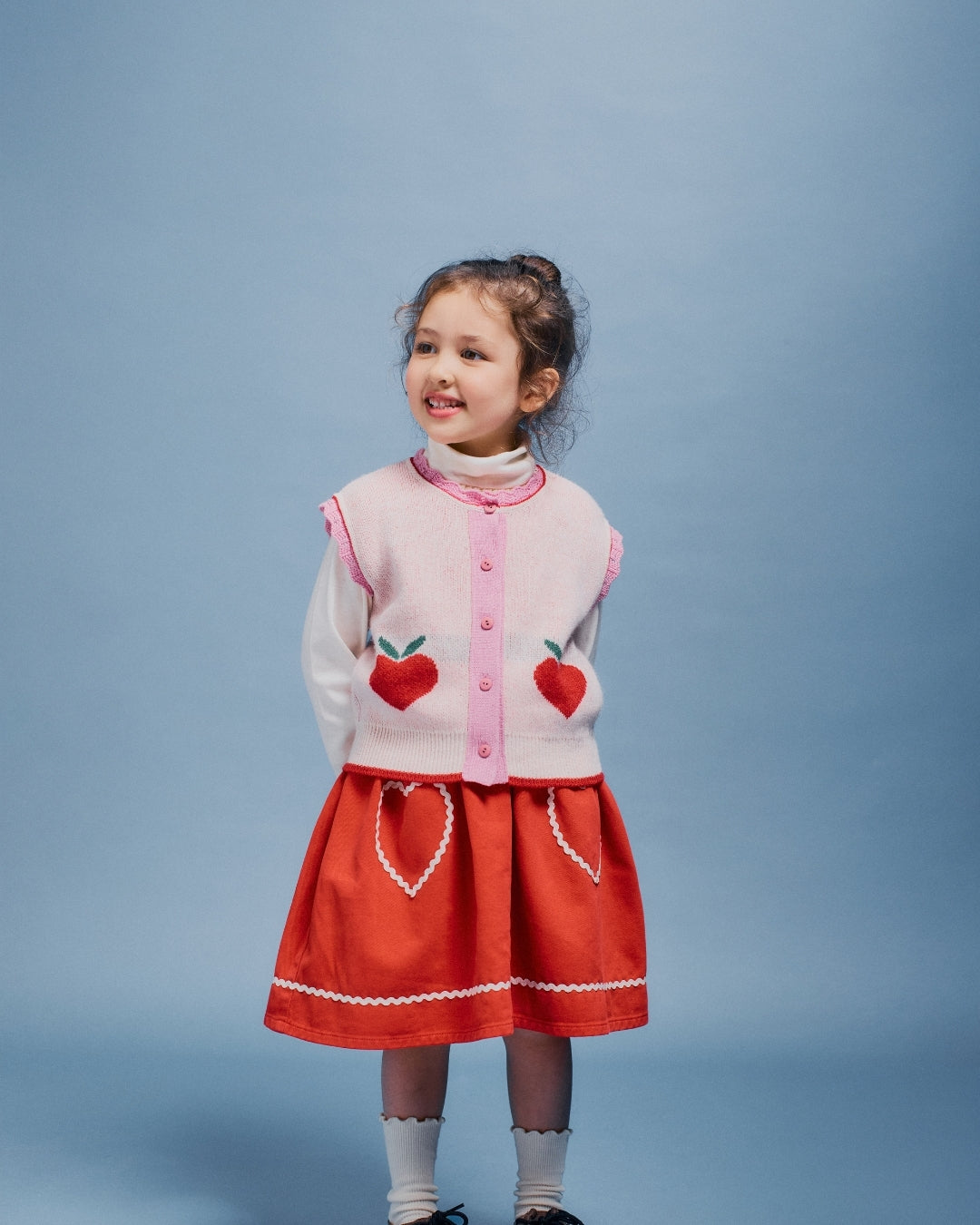 Bebe Organic Pomme Vest Love Apple Knit - kids vest alternate view
