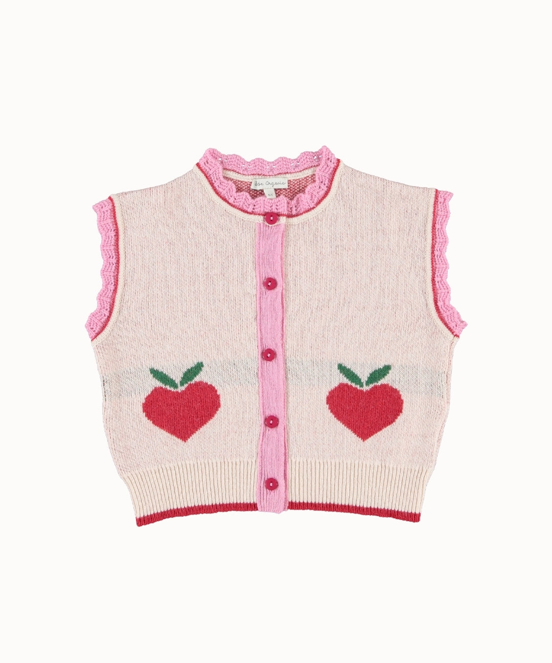 Bebe Organic Pomme Vest Love Apple Knit - kids sleeveless knit vest