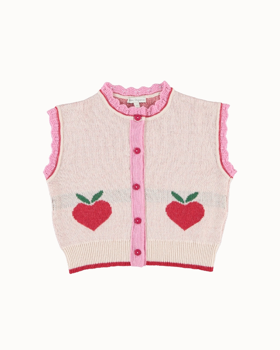 Bebe Organic Pomme Vest Love Apple Knit - kids sleeveless knit vest