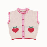 Bebe Organic Pomme Vest Love Apple Knit - kids sleeveless knit vest