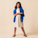 Birinit Petit -  Cobalt Knit Jacket With Floral Embroidery
