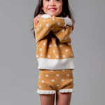 Birinit Petit Mustard Floral Knit Sweater and Bloomer set girl