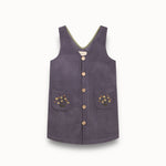 Birinit Petit Storm Blue Corduroy Embroidered Overall Dress - girls pinafore dress