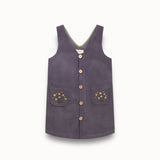Birinit Petit Storm Blue Corduroy Embroidered Overall Dress - girls pinafore dress