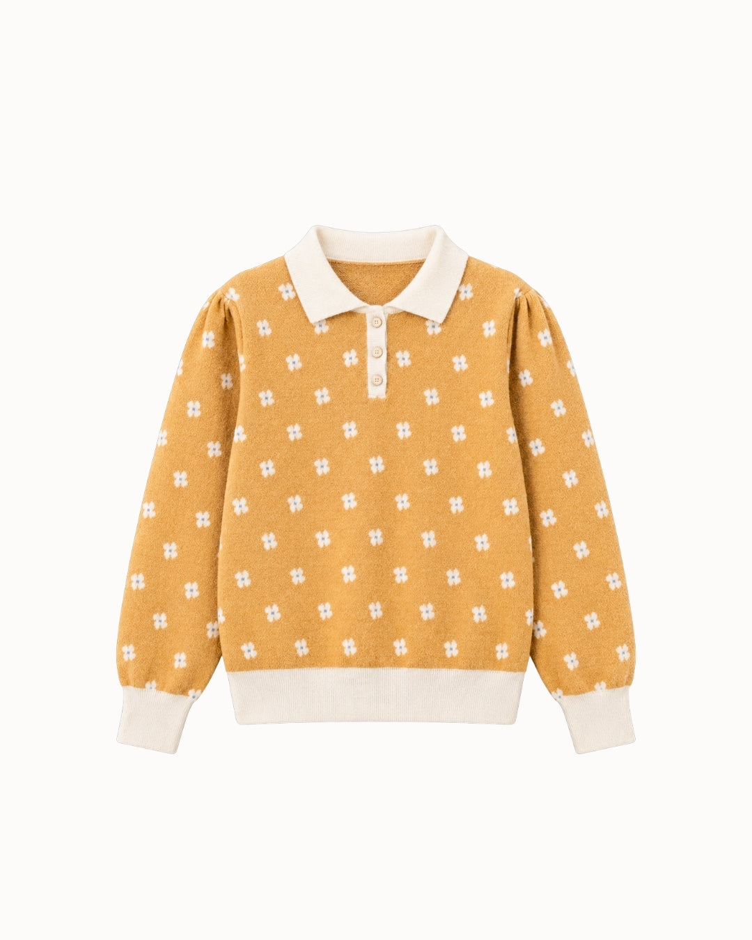 Birinit Petit Mustard Floral Knit Sweater - girls autumn sweater