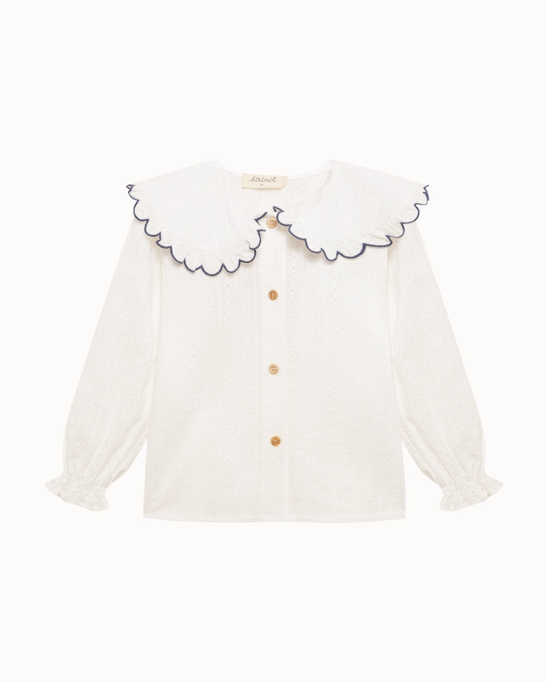 Birinit Petit Ivory Rita Embroidered Shirt - girls ivory blouse