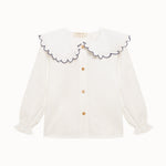 Birinit Petit Ivory Rita Embroidered Shirt - girls ivory blouse