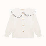 Birinit Petit Ivory Rita Embroidered Shirt - girls ivory blouse