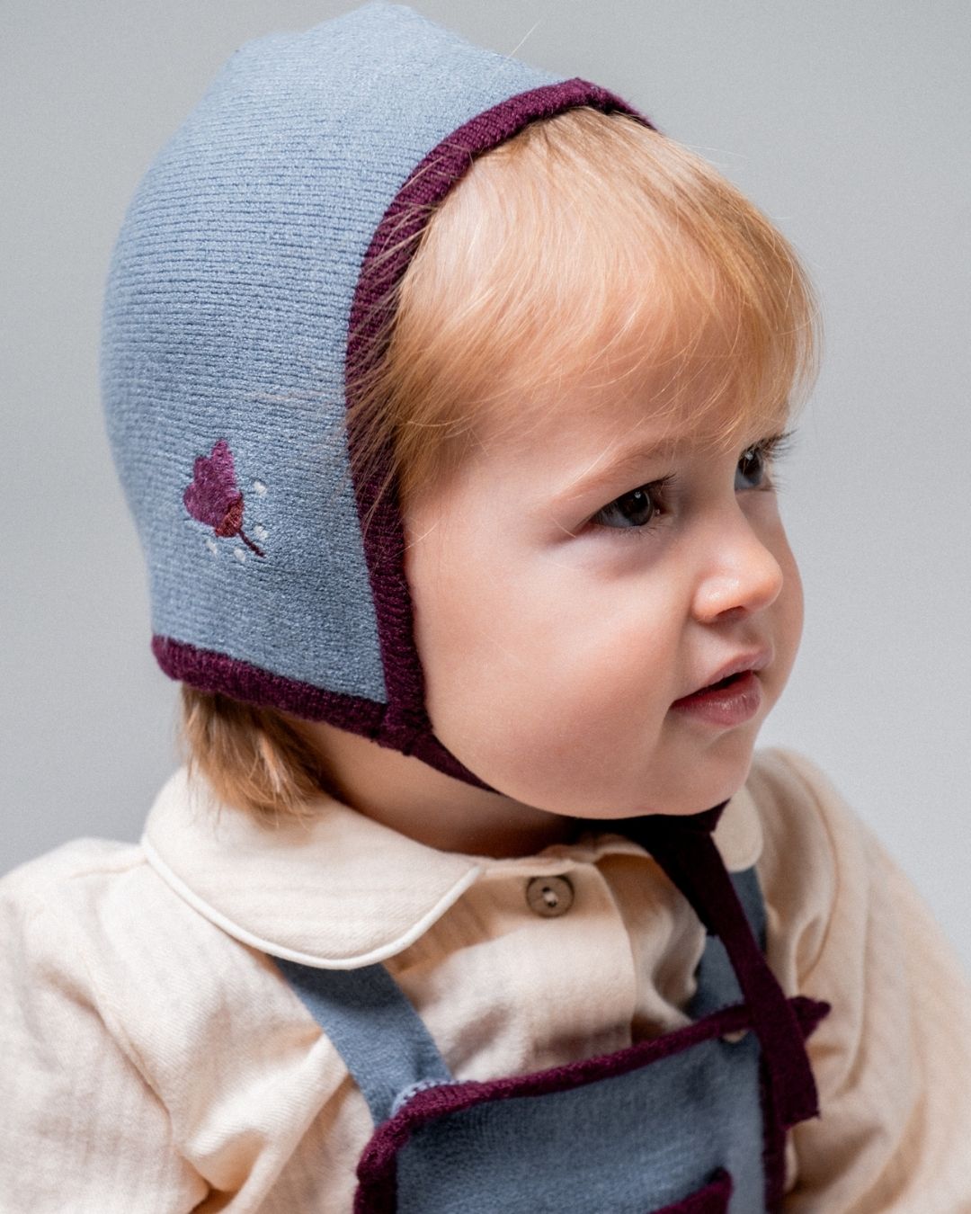 Birinit Petit Stone Knit Embroidered Bonnet - baby hat worn