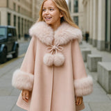Bobble Babies :: Fur Collar Pom Coat Blush