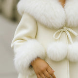 Bobble Babies :: Fur Collar Pom Coat Ivory
