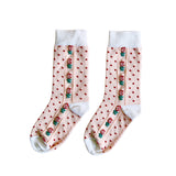 Bonjour Diary :: Dots/Flowers Socks Pink