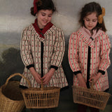 Bonjour Diary :: Dress Coat With Scarf Tapestry Pink Stripe Print
