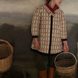 Bonjour Diary :: Dress Coat & Scarf Tapestry Kaki Stripe Print