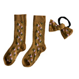 Bonjour Diary :: Farandoles Socks With Matching Hair Knot Brown