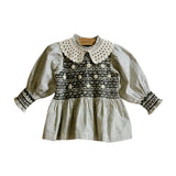 Bonjour Diary :: Handsmock Blouse With Crochet Collar Black Stripe