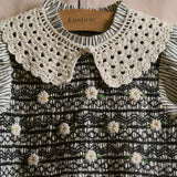Bonjour Diary :: Handsmock Blouse With Crochet Collar Black Stripe