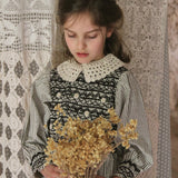 Bonjour Diary :: Handsmock Blouse With Crochet Collar Black Stripe