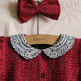 Bonjour Diary :: Tunique With Hair Clip Red Wine Dot Print