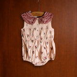 Bonjour Diary - Romper With Scarf Pink Garden Flowers Print