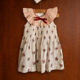 Bonjour Diary - Tunique With Hair Clip Garden Flowers Print - Cotton Slub Voile