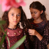 Bonjour Diary - Handsmock Dress With Collar Little Bouquet Print
