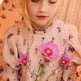 Bonjour Diary - Handsmocks Blouse Pink Garden Flowers Print