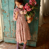 Bonjour Diary - Long Dress With Embroidered Collar Flowers Field Print