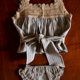 Bonjour Diary - Top & Panty Set Blue Transat Stripe