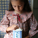 Bonjour Diary - Tunic With Hair Clip Blue Flower Field Print