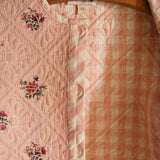 Bonjour Diary - Reversible Dress Coat With Triangle Scarf Coat Pink Garden Flowers Print