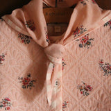 Bonjour Diary - Reversible Dress Coat With Triangle Scarf Coat Pink Garden Flowers Print