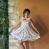 Bonjour Diary - Tunique With Hair Clip Garden Flowers Print - Cotton Slub Voile