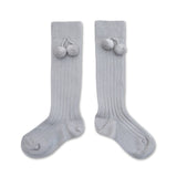 Collegien :: Diane Ribbed Knee High Socks With Pompoms 105