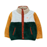 Tinycottons :: Color Block Polar Sherpa Jacket Warm Grey/Bottle Green