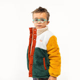 Tinycottons :: Color Block Polar Sherpa Jacket Warm Grey/Bottle Green