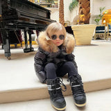 [Pre - Order] Mi Loves :: Racoon Fur Trim Puff Jacket Shiny Black - 유광