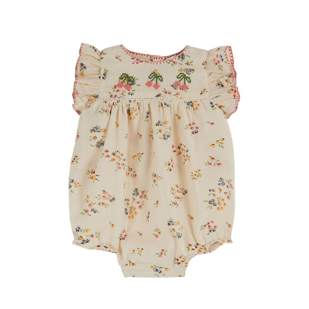 Emile et Ida Cherry Crochet Top, Cream