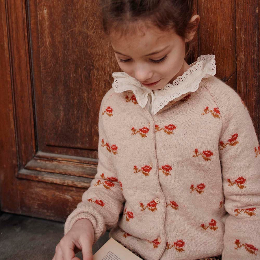 Emile Et Ida :: Alpaca Jacquard Cardigan Beige Rose