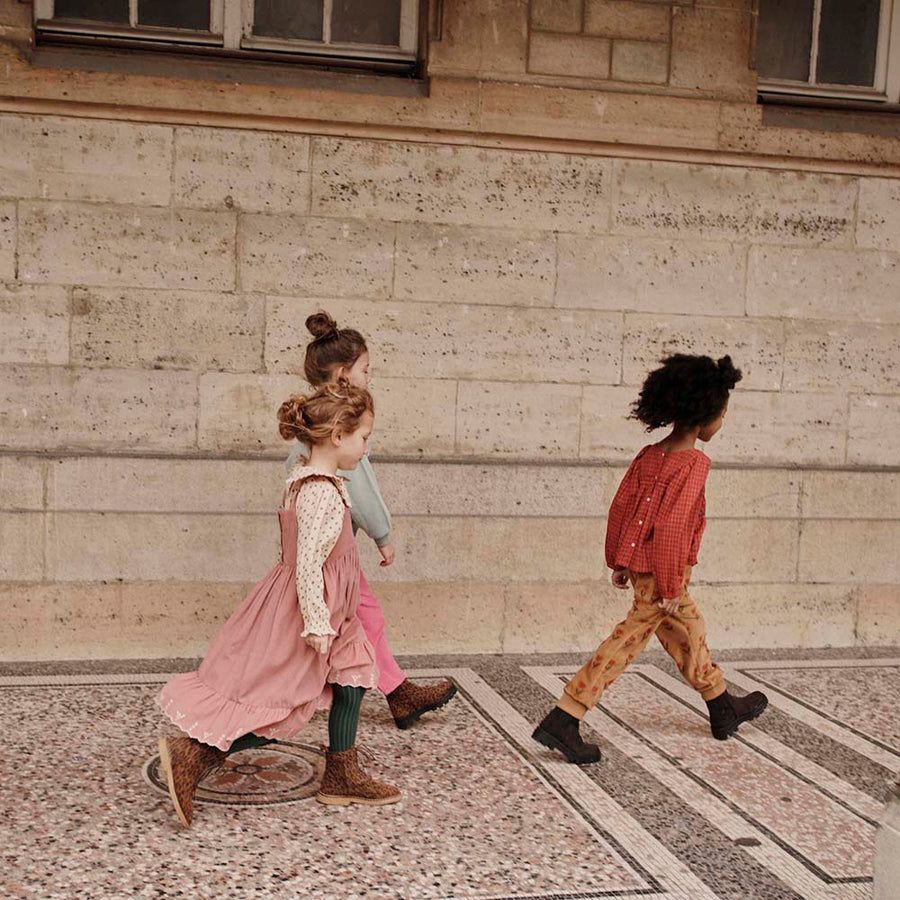 Emile Et Ida :: Cotton Velvet Strappy Dress Flamingo