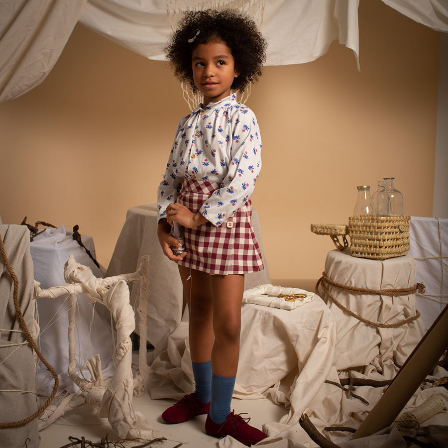 Birinit Petit :: Maroon Gingham Mini Skirt