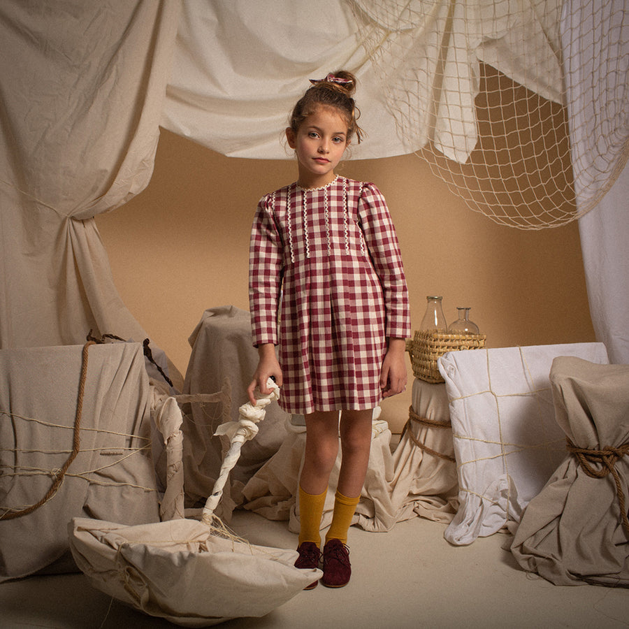 Birinit Petit :: Maroon Gingham Dress