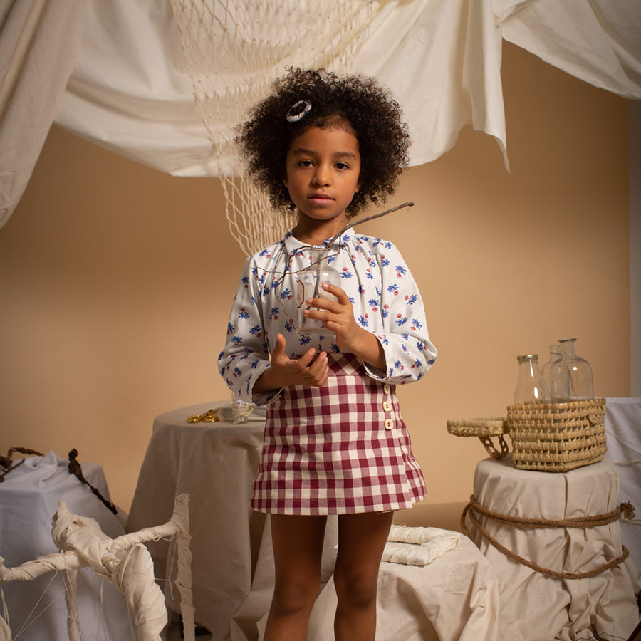 Birinit Petit :: Maroon Gingham Mini Skirt