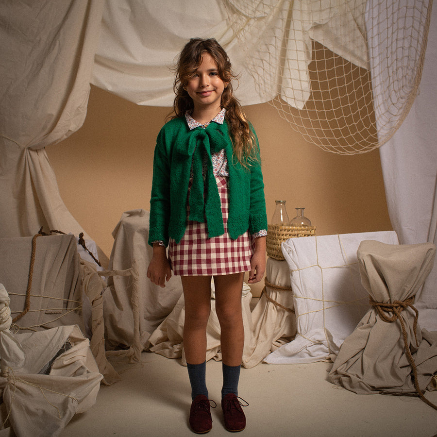 Birinit Petit :: Maroon Gingham Mini Skirt