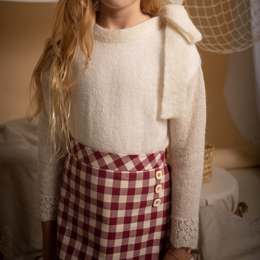 Birinit Petit :: Maroon Gingham Mini Skirt