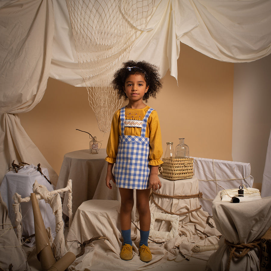 Birinit Petit :: Bluish Gingham Zip Line Skirt