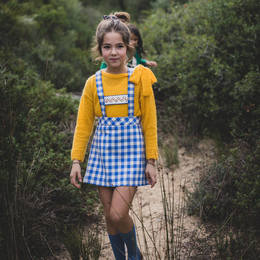 Birinit Petit :: Bluish Gingham Zip Line Skirt